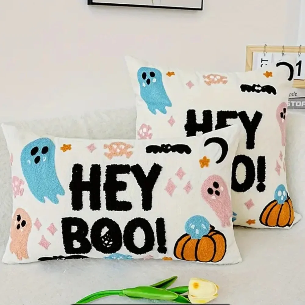Halloween Embroidered Throw Pillow Cover Living Room Decor 12x20 & 18x18 Tik Tok